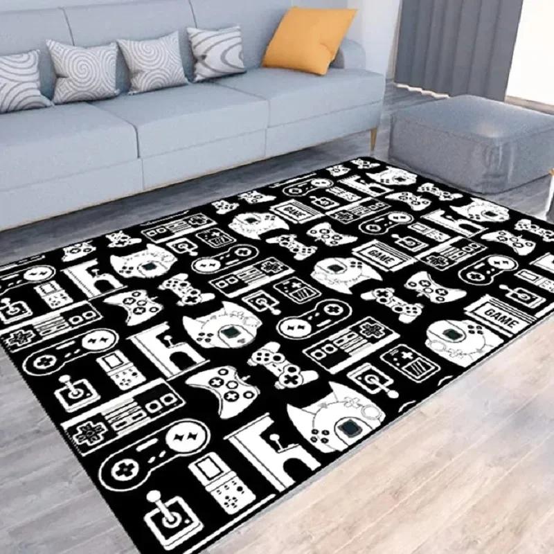 

Gaming Esports Carpet Black Controller Pixel Design Non-Slip Floor Mat for Kids Playroom Bedroom Gaming Room Home Decoration 40X60CM