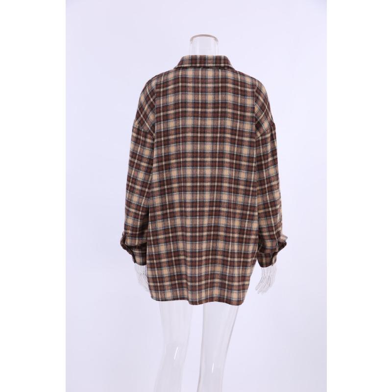 Spring New Retro Plaid Shirt Women's Long Design Fashionable Loose Top