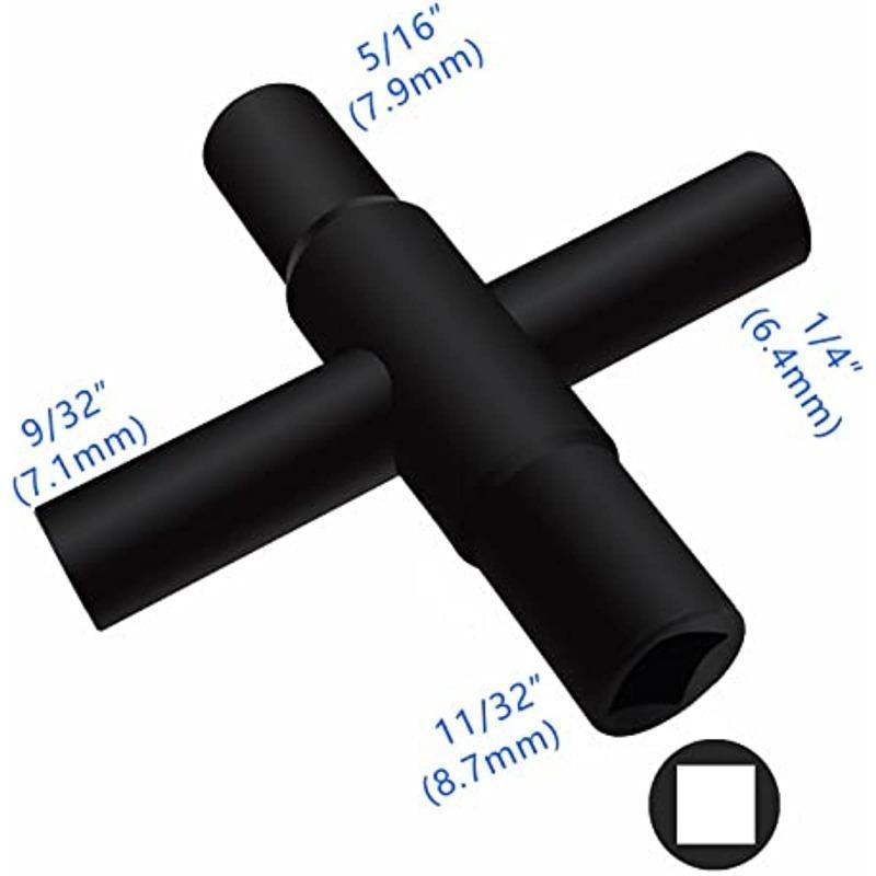 1 szt. 4-kierunkowy klucz do kurka ściennego Stalowy klucz do kurka ściennego Czarny klucz do wodomierza do zaworu kurkowego(1 szt. Czarny)