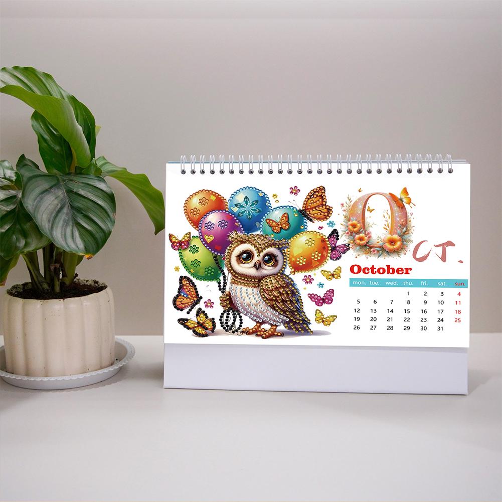Kalendarz papierowy do malowania diamentami Zestaw kalendarza miesięcznego do malowania diamentami Miesięczny kalendarz stołowy do planowania w domu i biurze