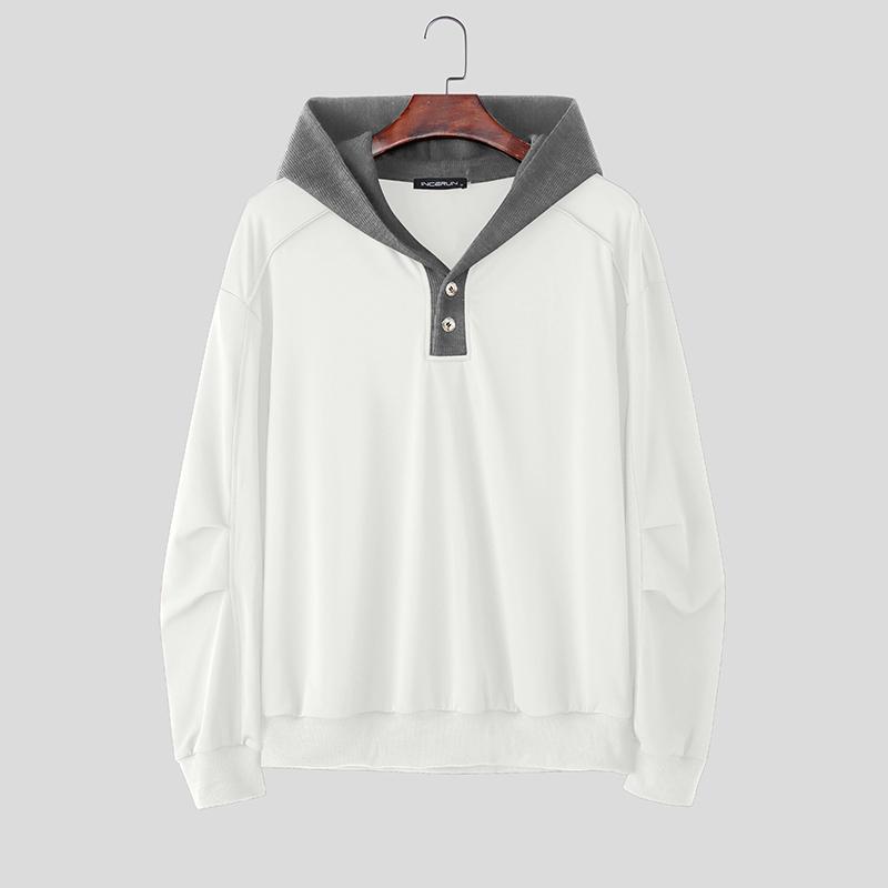 INCERUN S-5XL Men Casual Long Sleeve Stitching Hooded Pullovers Sweatshirts Hoodies