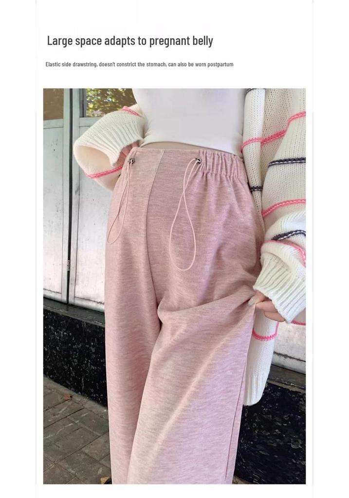 Maternity Straight-Leg Casual Pants: Comfortable, Velvet-Lined, Large Size, Non-Tight for Autumn/Winter 2025