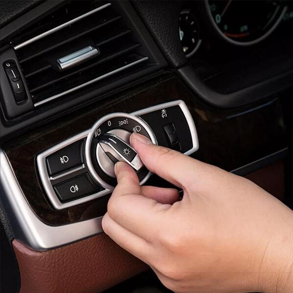 Neue Auto LED Scheinwerferschalter Knopf Abdeckung Zierleiste Für BMW 5 7 Serie F10 F11 F01-F04 X3