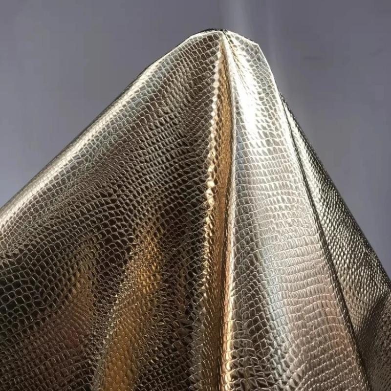 100x137cm Leather Dragon Scale Metal Fabric Artificial PU Eco-friendly Soft Fabric For handmade DIY Background Wall Hard Bag