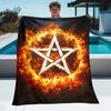 1pc Fiery Pentagram Flame Symbol Black Background Soft Flannel Blanket Throw Blanket Occult Gothic Decor Gift for Fans