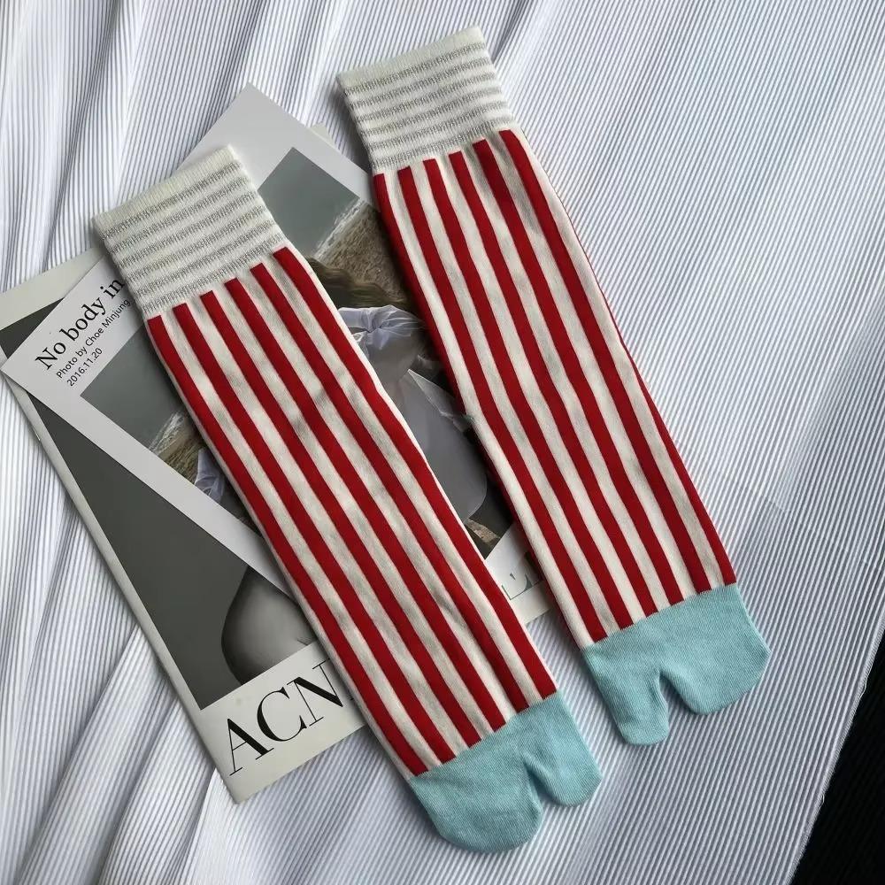 Colorful Split Toe Socks Striped Women's Tabi Socks Fashion Toe Socks