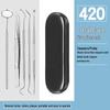 Dental Oral Care Tool Set: Stainless Steel Mouth Mirror, Probe, Tartar Remover, Toothpick