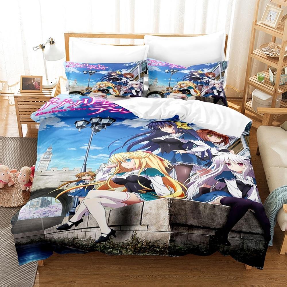 Kawaii Anime Absolute Duo Bedding Set Duvet Cover Comforter Bed Set Quilt Cover Pillowcase King Queen Twin Size Boys Girl Adult