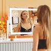 Lighted Makeup Mirror 17.3x13 Hollywood Vanity Mirror with Lights Three Color Lighting Modes and 5X Magnification Mirror Smart