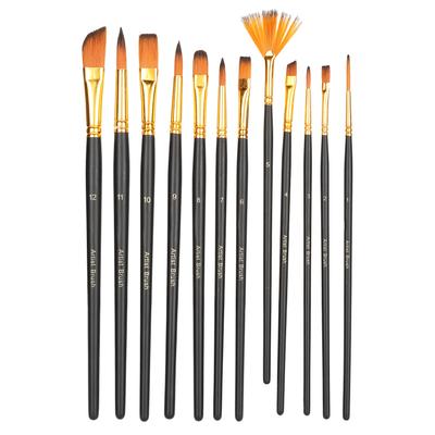 12Pcs Artist Brushes Nylon Multi Shapes Combination Watercolor Oil Acrylic Painting Tools