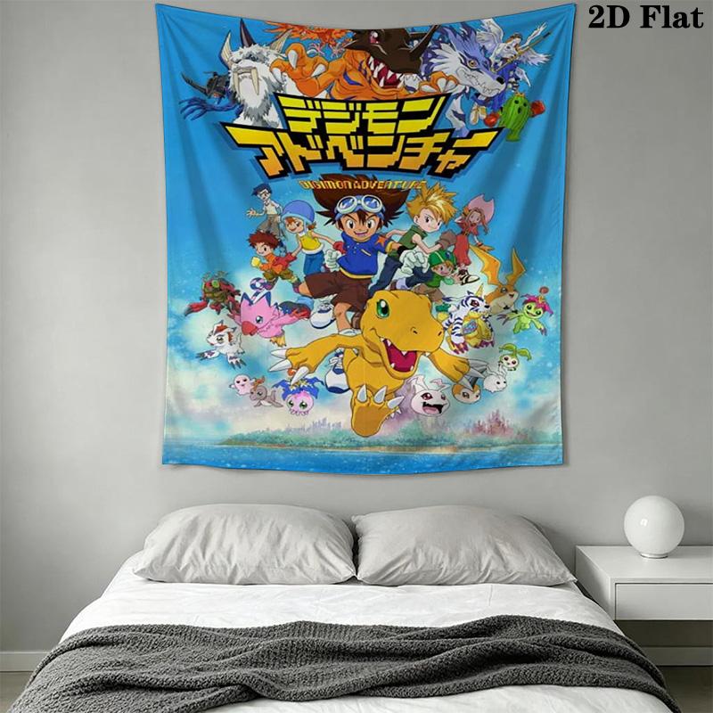 Digimon Heroes Epic Battles Await Tapestry Fashion Print Background Cloth Wall Covering Decoration Atmospheric Background Cloth Home Decor