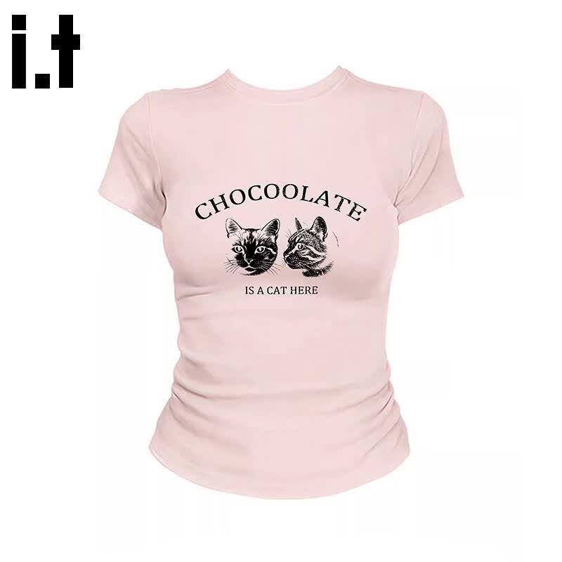 :CHOCOOLATEit Women's Trendy Slim-Fit Short Sleeve T-Shirt