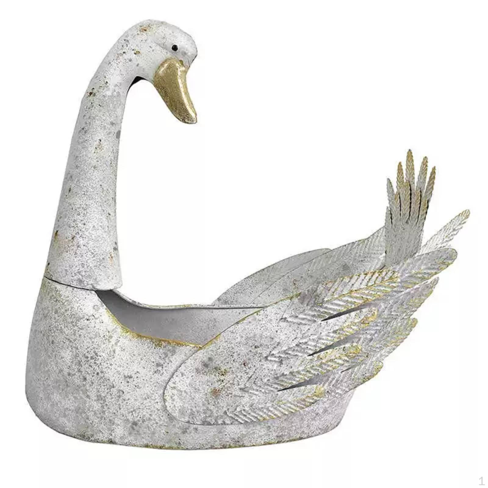 Swan Garden Statue Planter European Style Iron Pot Creative Design for Patio