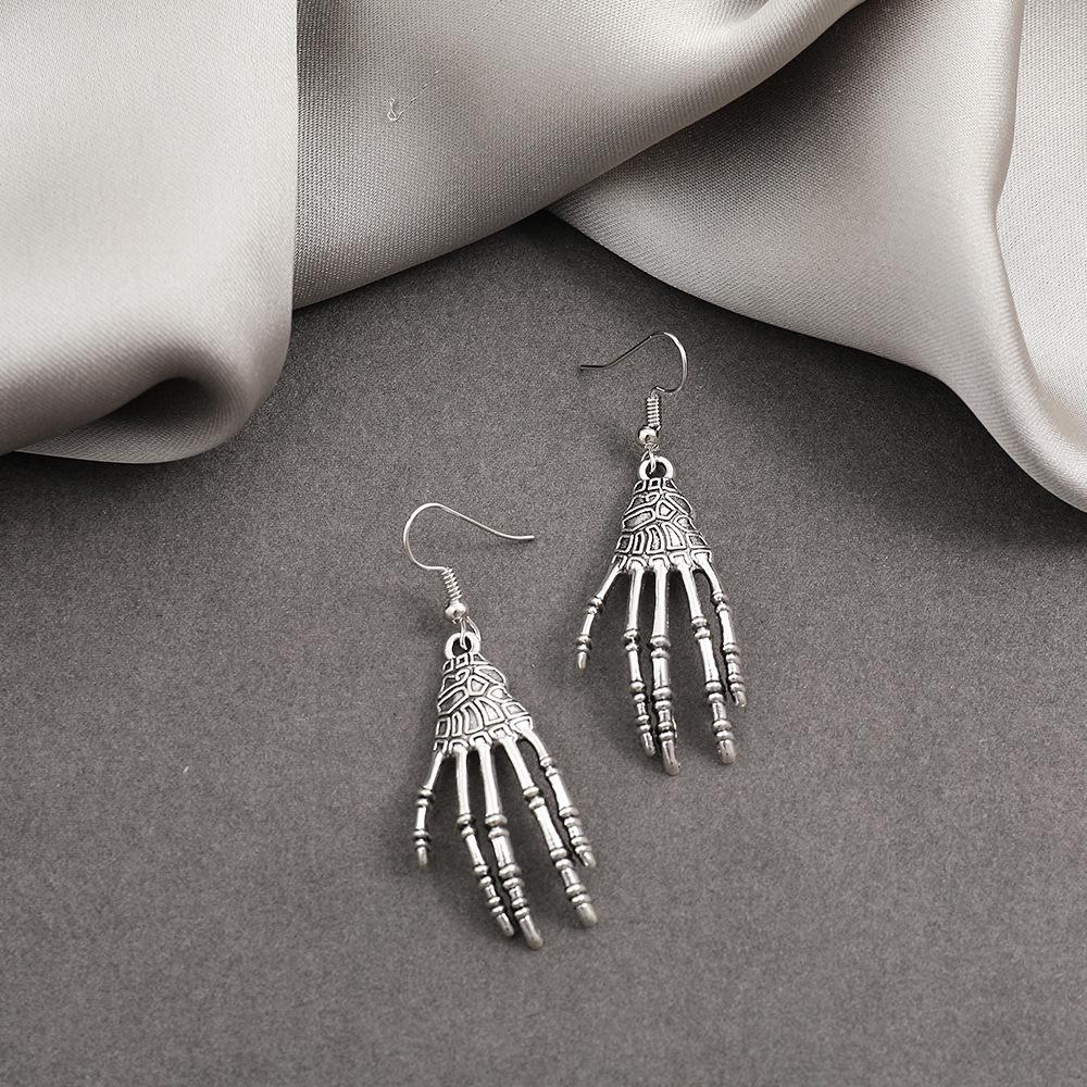 Boucles d'oreilles Puces Halloween Fantôme & Crâne Personnalisées avec Motif Palme