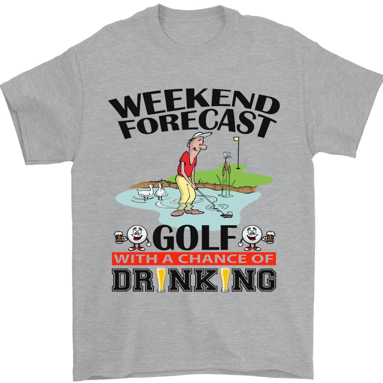 Weekend Forecast Golf with a Chance of Drinking Mens T-Shirt 100% Cotton S