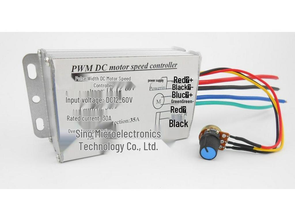High-Power PWM DC Motor Speed Controller, 12V-36V, 30A - Stepless Adjustment