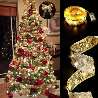 Vánoční dekorace LED světla Vánoční ozdoby na stromeček pro domácí DIY luky Světelný řetěz Navidad Nový rok 2023