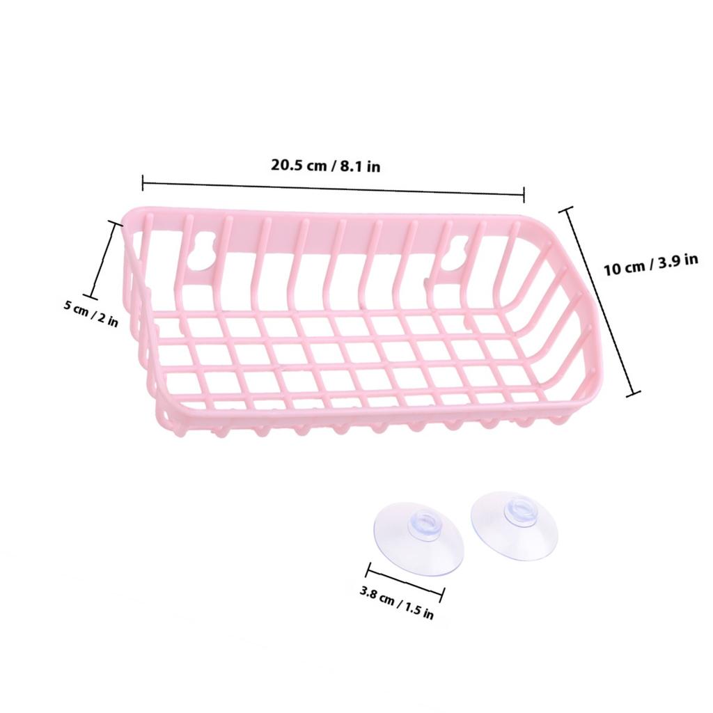Pink Plastic Suction Storage Rack For Kitchen Bathroom Wall Mount Hollow Drainable Organizer 3Kg Capacity Draining Rack