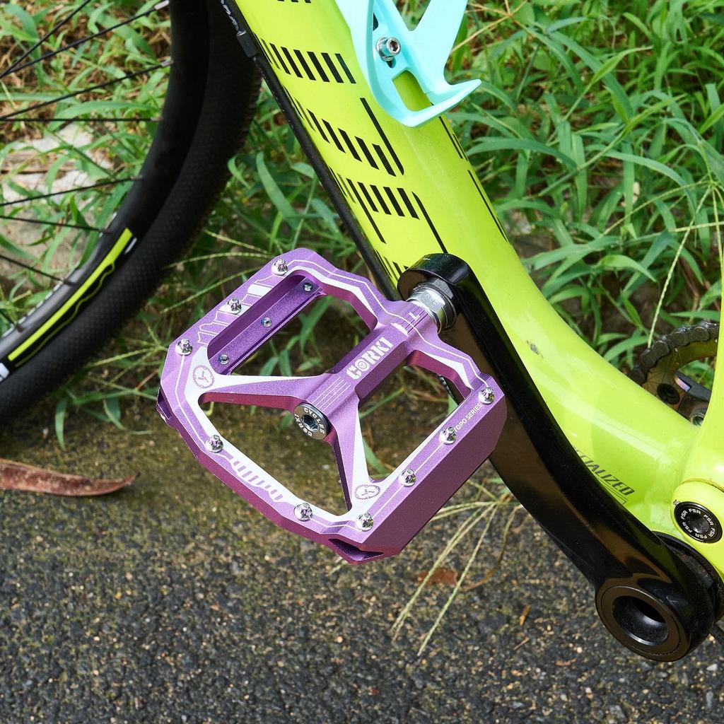 Corki Cycles Bicycle Pedals Extra Large Flat Mountain Bike Aluminum Alloy MTB Wide Platform Pedals Purple Pedals, Pedals, 4" - 9/16" -