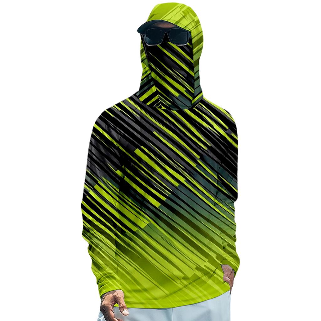 Herren Langarm Sonnen-Hoodie Schnelltrocknendes Angelshirt zum Laufen und Workout