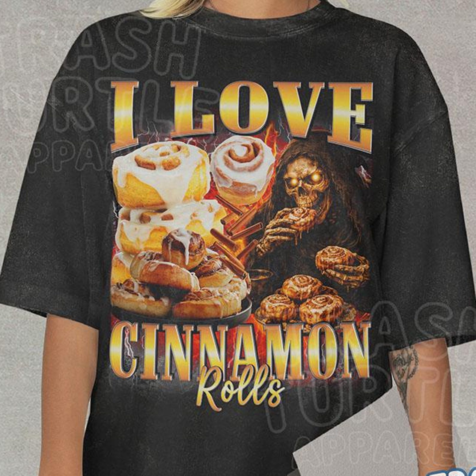 I Love Cinnamon Rolls Comfort Colors Shirt, Funny Skeleton Tshirt, Meme Joke Bootleg T-shirt, Cinnamon Roll Lover Unisex Graphic Tee XL