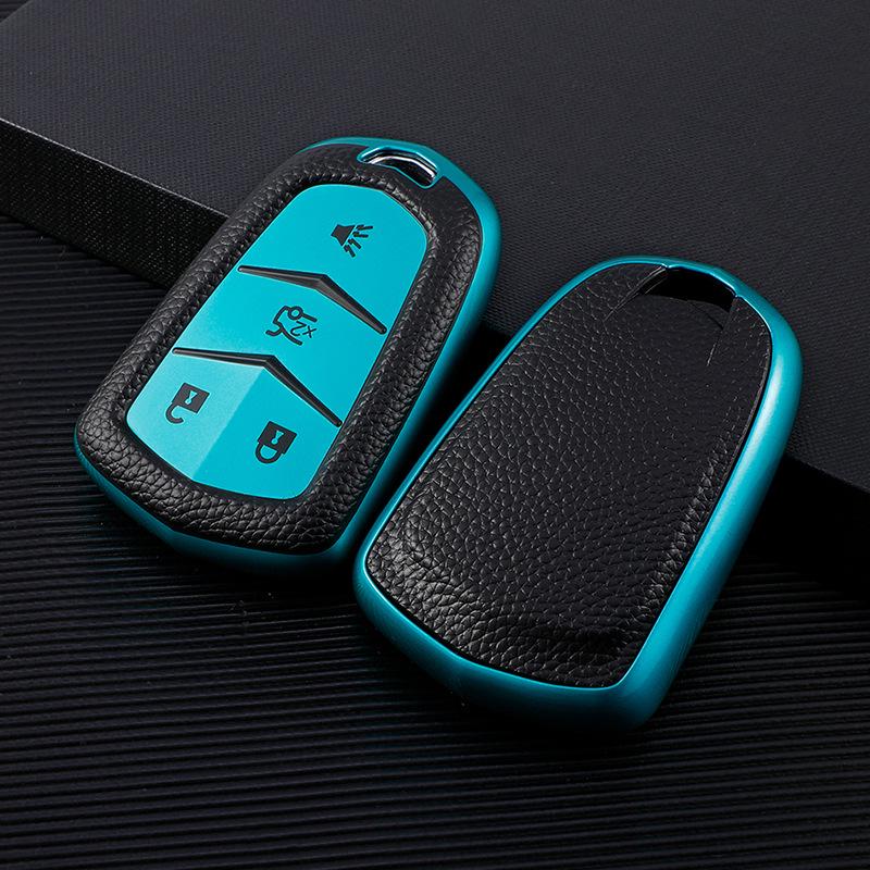 Cadillac Key Case for XT5, CT5, XT4, XTS, ATSL, CT6, XT6, CT4 - Leather Texture Shell with Buckle