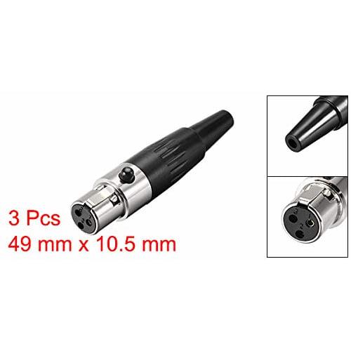 uxcell Mini 3-Pin XLR Female Connector Adapter, Microphone Plug, Mic Audio Socket, Zinc Alloy, Silver, Pack of 3