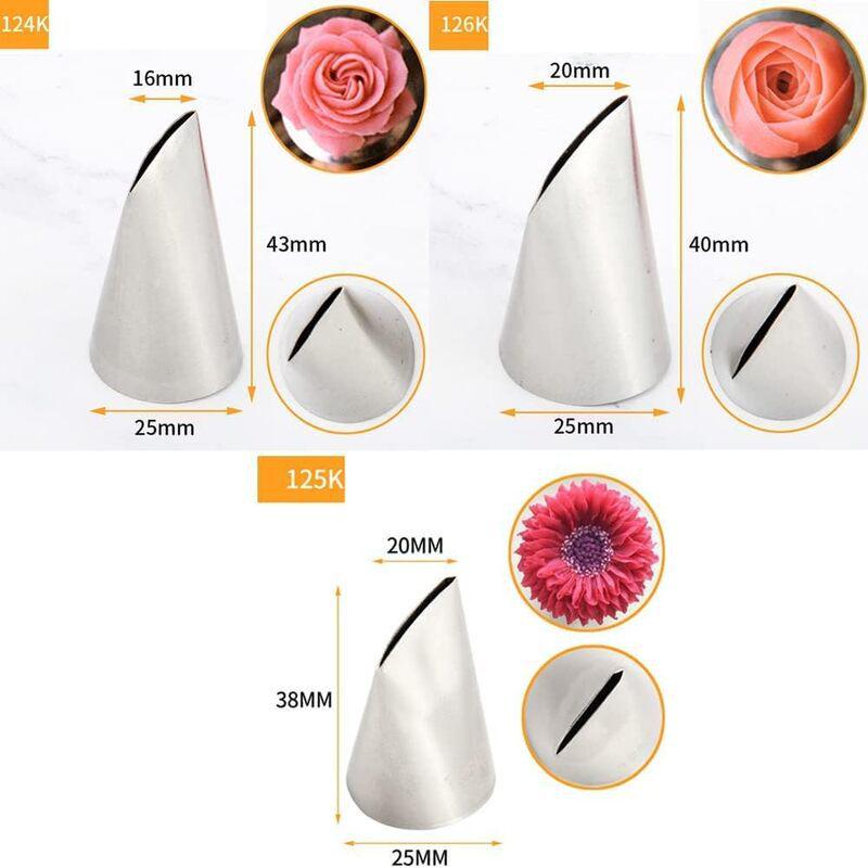3-Piece Austin Rose Petal Piping Tips: 124K, 125K, 126K for Cream Decoration