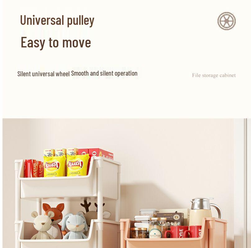 Compact Multi-Layer Storage Rack: Floor-Standing Bookshelf for Snacks and Kitchen, Mobile Fruit & Vegetable Basket