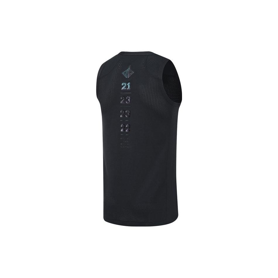 Li Ning Sports Basketball Series Solid Color Outdoor Casual Sports Training Vest Men Vests Black AAYT105-1