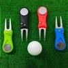 Golf Divot Tool, Faltbares Divot-Reparaturwerkzeug mit magnetischer, robuster Pop-up-Golfballmarker-Pitchforke aus Edelstahl für Golfer