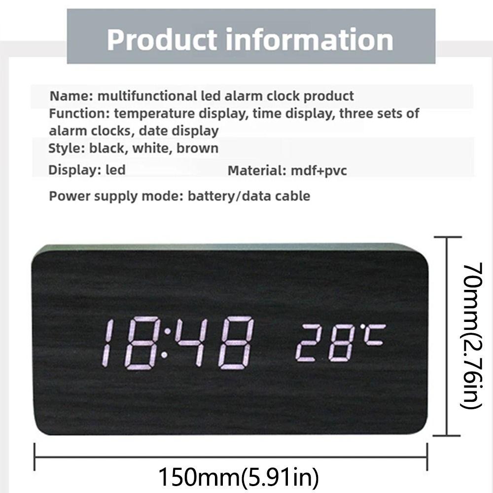 Digitaler Wecker mit großem Display, Erinnerungsfunktion, Temperaturanzeige, LED-Digitaluhr, USB-/Batteriebetrieb, LED-Digitalanzeige