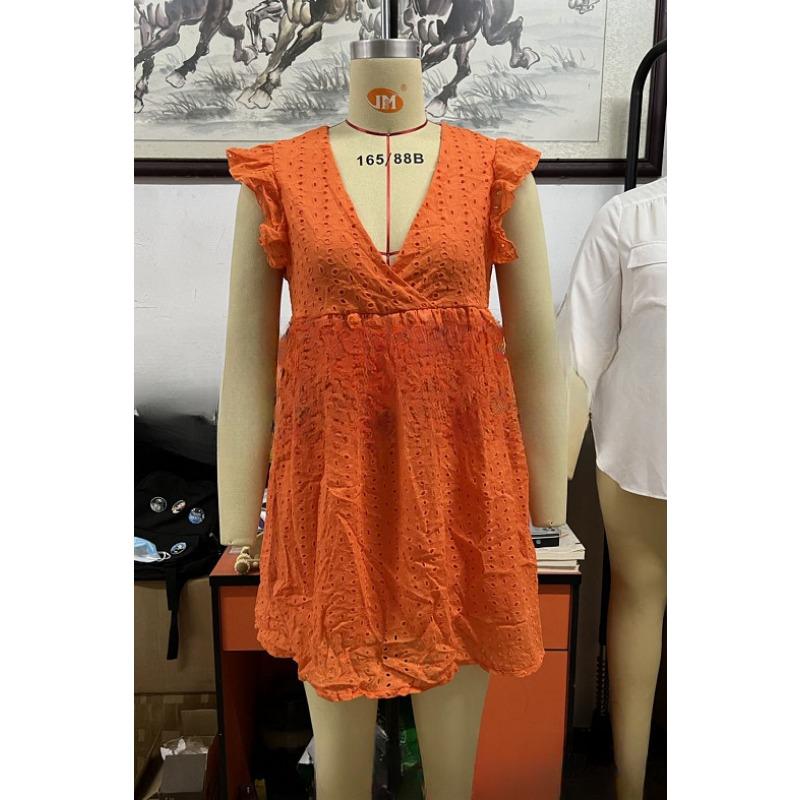 YYFS Women's Fashion Summer Spring Solid Color Print Sleeveless V-Neck High Waist Casual Dresses