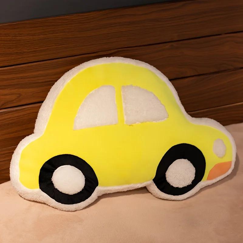 

Plush Pillow Cartoon Car Soft Decorative Cushion Home And Car Vehicle Stuffed Toy Comfort Cushion For Children Kids Daily Using жовтий