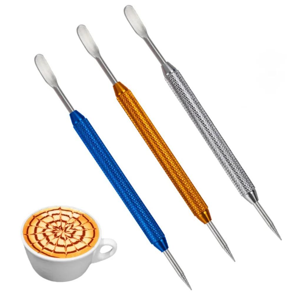 Non-slip Handle Latte Art Pen Double Tips Carved Stick Coffee Tool Coffee Latte Art Needle  Cafe