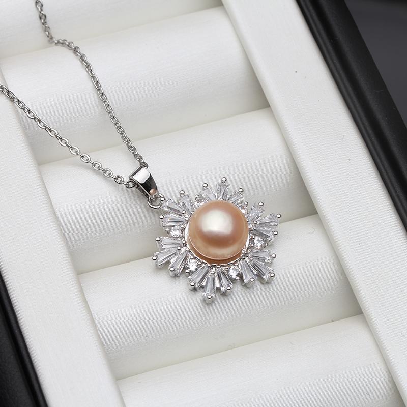 

Wedding Natural Pearl Pendant on The Neck Women,White Black Trendy 925 Pearl Pendant Silver Wife Mother Birthday Gift