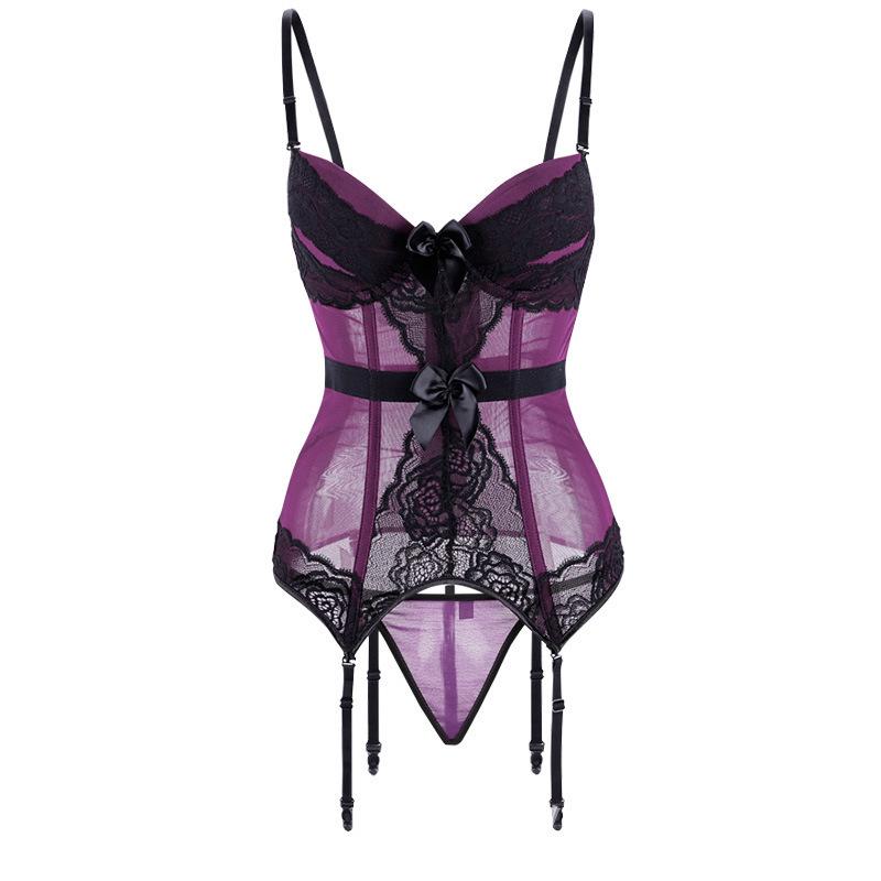 Domila Sexy Royal Sister Fishbone Girdle Vest Lace Mesh Waist Rim Onesie Sex Underwear F734