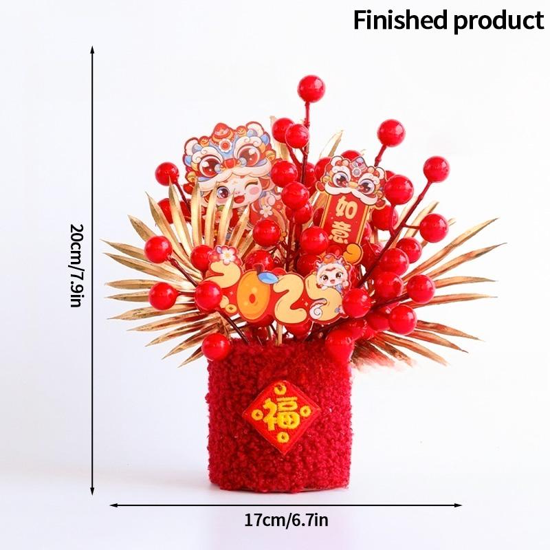 2026 Chinese Wealth Fruit Pot Decoration Chinese New Year Desktop Ornament Spring Festival Gift Decor Blessing Flower Bucket