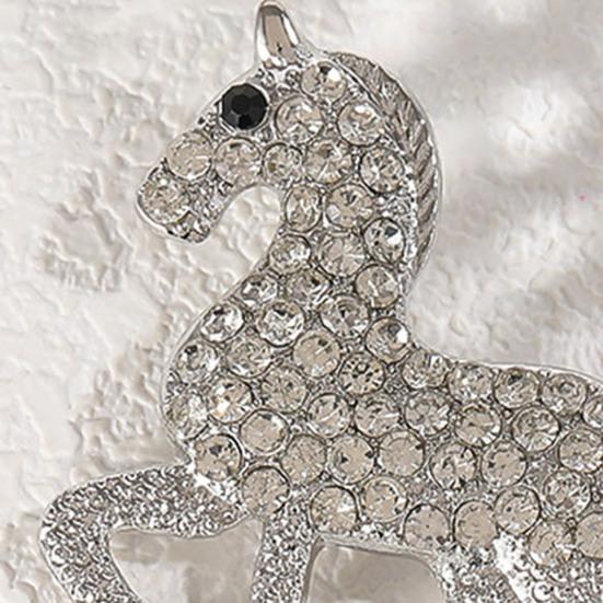 Broșă Pietre Strălucitoare Colorate Încrustate Design Cal Broșă Ac Insignă Rever Guler Costum Accesoriu Elegant