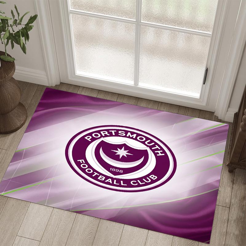 Portsmouth FC Design Crystal Velvet Carpet Cozy Non?Slip Printed Rug For Bedroom Living Room Entrance