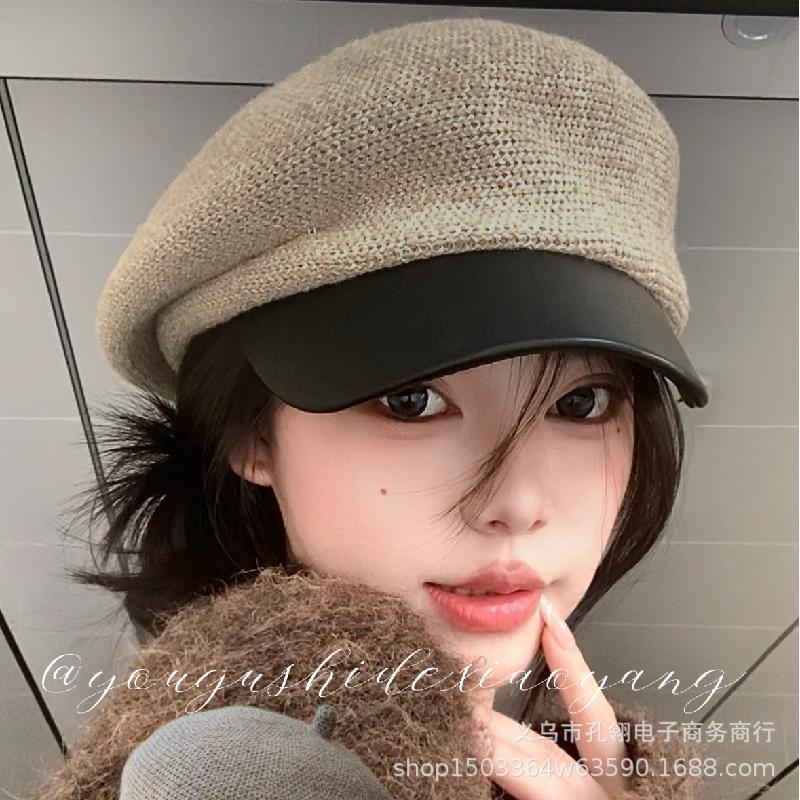 Women S Black Newsboy Beret Hat Warm Fashionable Versatile