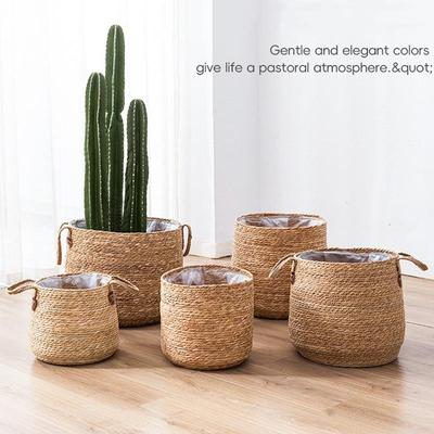 Breathable Rattan Woven Flower Basket Pot Cover for Plants – Living Room Decor
