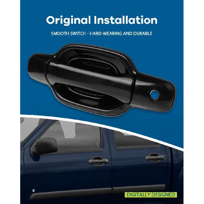 LUJUNTEC Black Exterior Door Handle - Driver Side | Compatible with 2004-2012 for Chevy Colorado & for GMC Canyon | Replaces OE #25875521