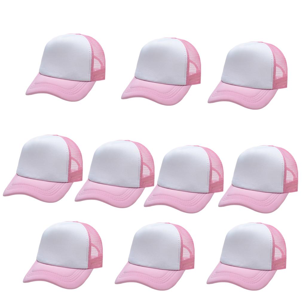 10pcs Unisex Mesh Baseball Cap Polyester Mesh Adjustable Trucker Flat Visor Hat Casual Sun Summer Hat