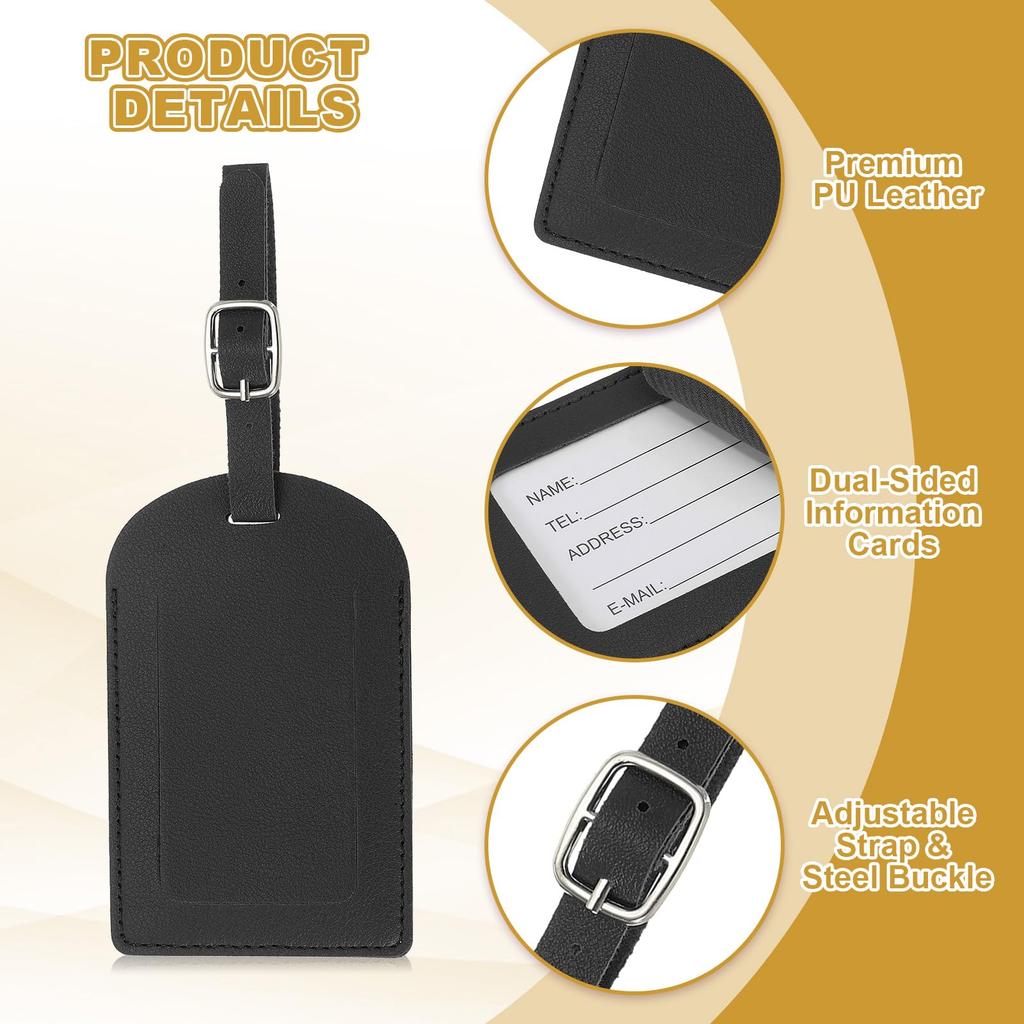 PATIKIL Ledergepäck 50 Stück Gepäck PU Taschenanhänger für Flugreisen Schwarze Anhänger, Anhänger, Koffer, Essentials,