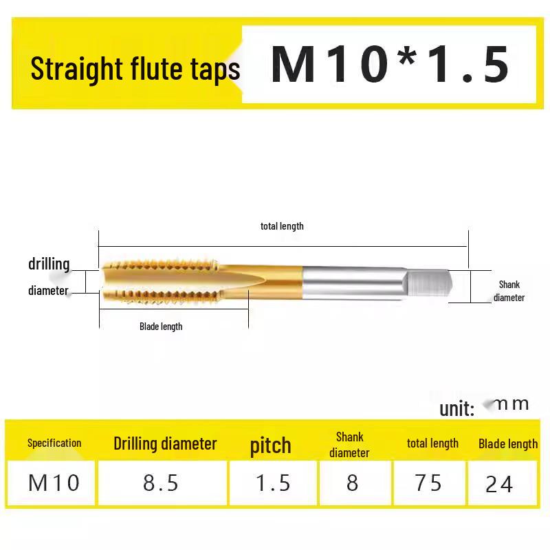 Songge Titanium Plated Straight Flute Machine Tap