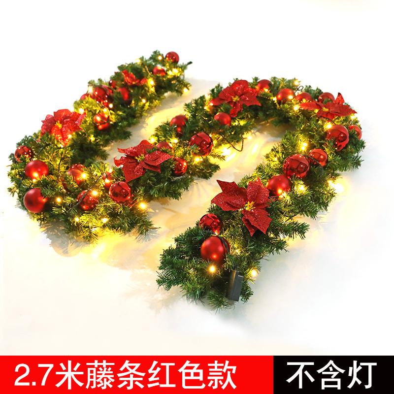 9FT Christmas Garland with Lights - Pre-Lit Artificial Green Christmas Garland for Stair Railings Mantle Decorations with Red Flowers, Berry Clusters