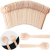 100Pcs Disposable Wooden Spoon Set For Ice Cream And Desserts Suitable For Parties Weddings Cakes Practical Disposable Tableware