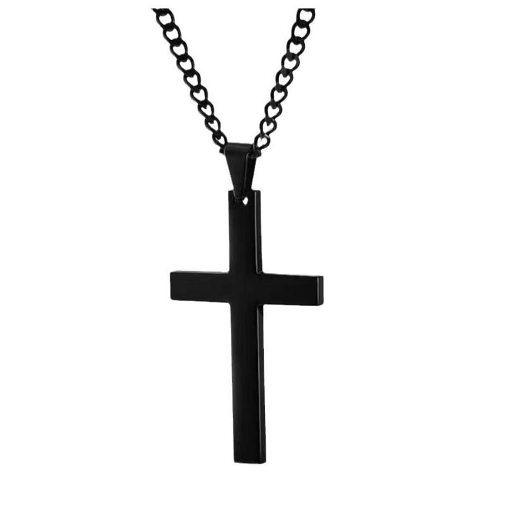 3pcs Set Punk Style Dark Stainless Steel Cross Necklace Bracelet Rings Set for Men Personality Hip Hop Rock Jewelry Set Gift