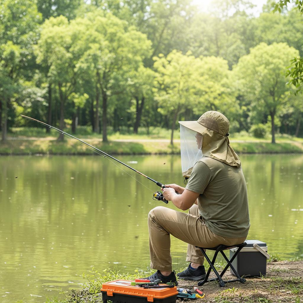 Outdoor Mosquito-Protection Hat Wide Brim Sunscreen Fishing Hat with Mesh Veil Foldable Design for Men Women